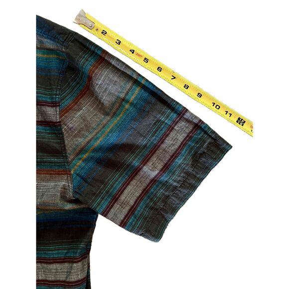 Carbon Mens Multicolor Button Up Short Sleeve Classic Fit Cotton XXL Color Block - Picture 8 of 10